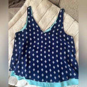 Navy Blue Patterned Women's Top